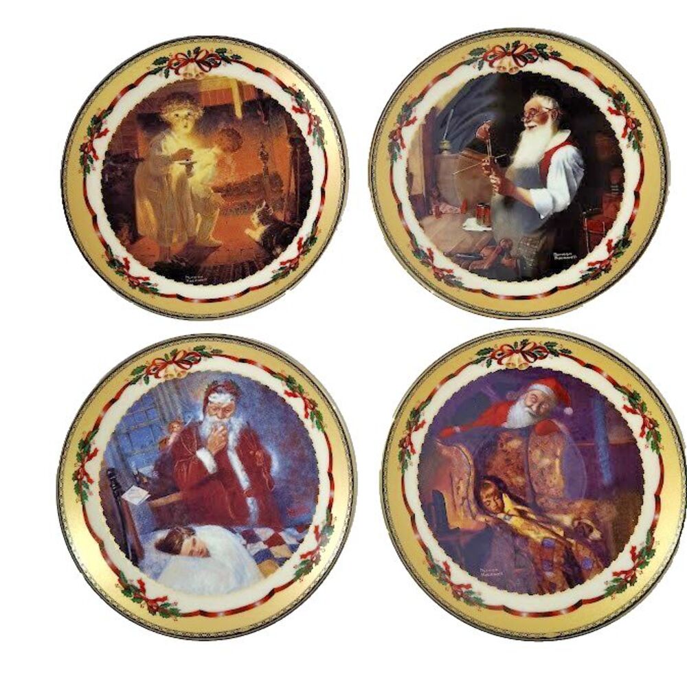 LENOX Norman Rockwell Christmas Memories Collector Plates 1997 1998 Bradford Vtg